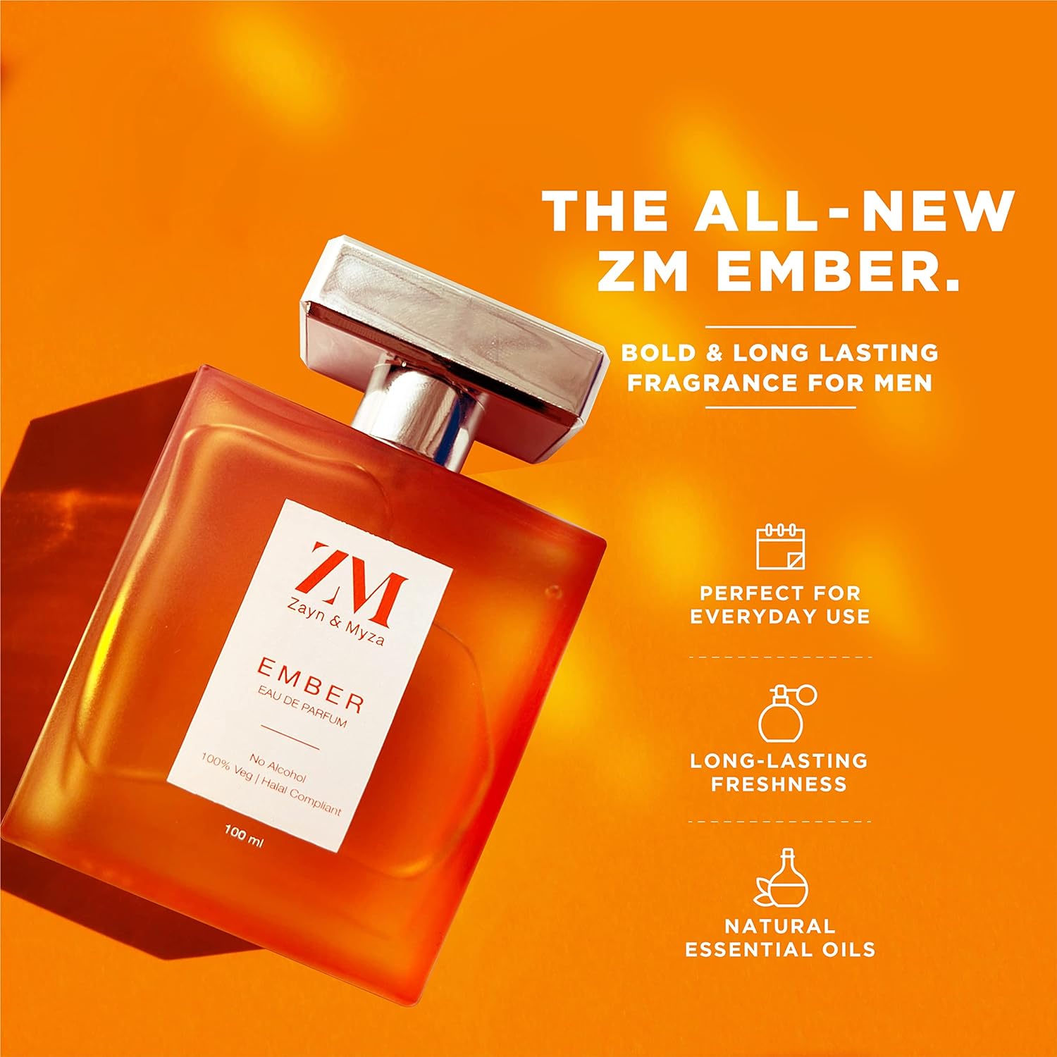 Ember Cologne for Men - 100ml Eau de Parfum | Long-Lasting Fragrance for Day & Night Wear, Work & Special Occasions