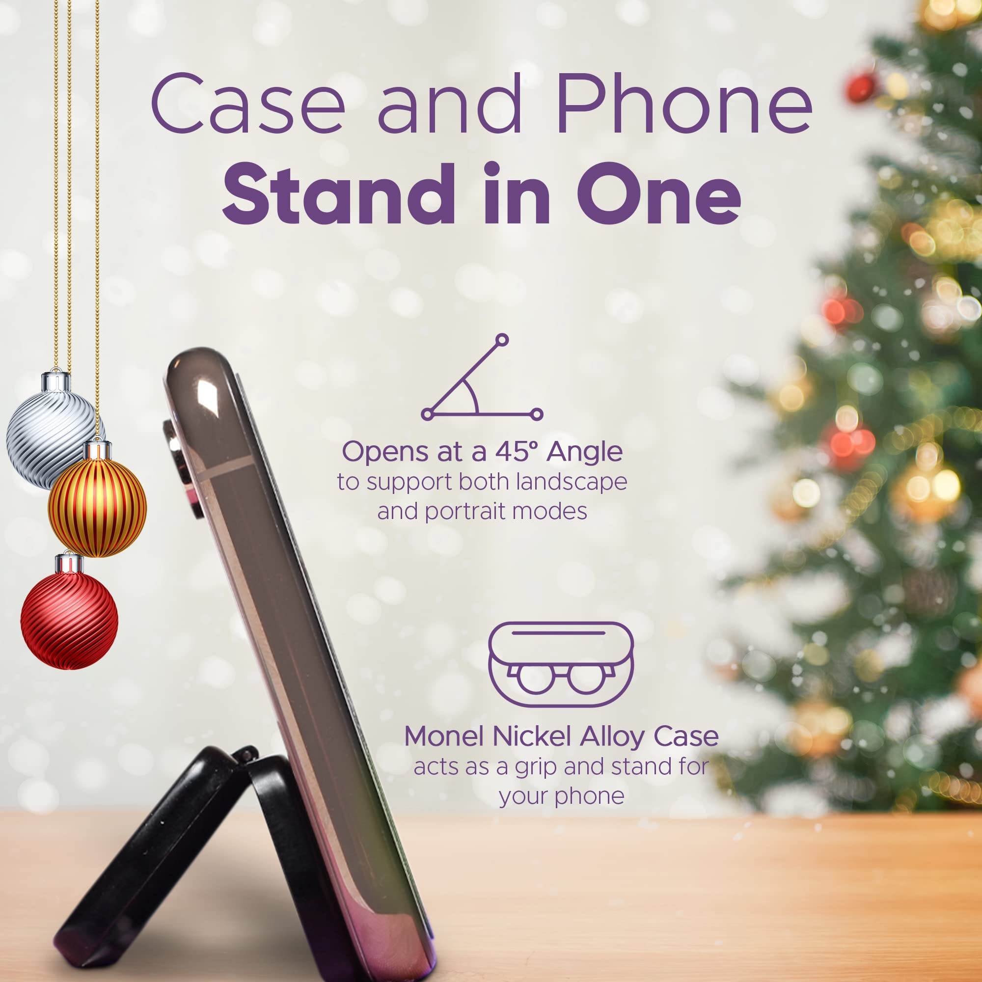 Premium Compact Reading Glasses - Ultra HD Optical Quality Frames & Anti-Glare Lenses with Protective Case (Doubles as Phone Stand) - Perfect for Reading, Working on Laptop & Using Smartphone