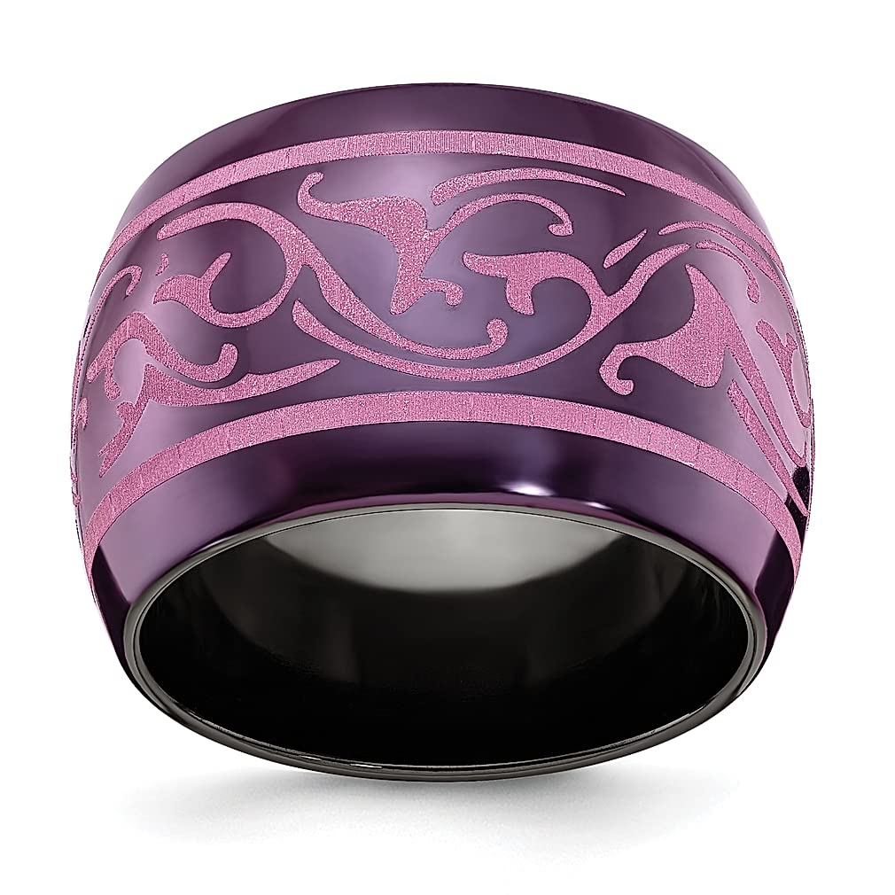 Edward Mirell Black Titanium Pink Band Ring - Classic Wedding Jewelry for Women, Elegant Fashion Ring Gift for Her - Perfect for Engagement, Anniversary & Special Occasions