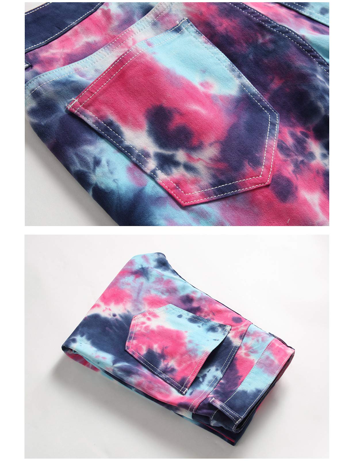 Stylish Men's Tie-Dye Print Denim Jeans - Trendy Colorful Casual Pants for Streetwear & Fashion Outfits
