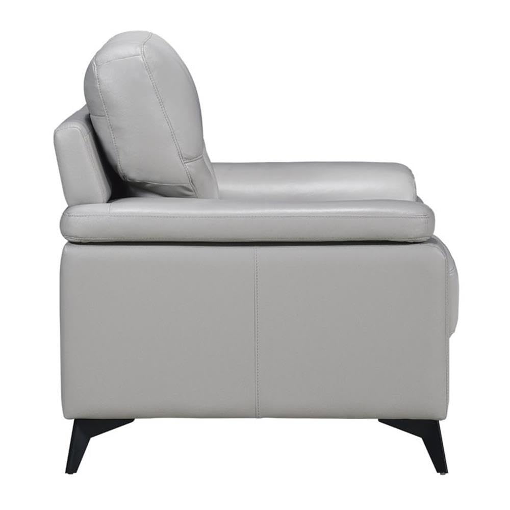 Pemberly Row Leather Match Accent Chair in Silver Gray - Modern Living Room Furniture for Home Office & Lounge Decor