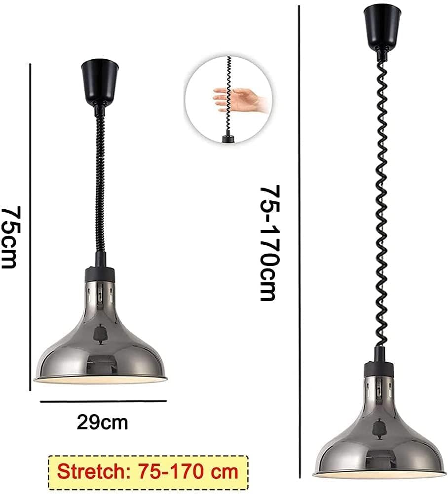 Commercial Food Heat Lamp Warmer with Bulb - 2 Pack Brass Hanging Buffet & Pizza Restaurant Warmer for Catering, Buffets, Bakeries & Food Display (Ideal for Keeping Pizza, Fried Chicken, BBQ & Pastries Warm)