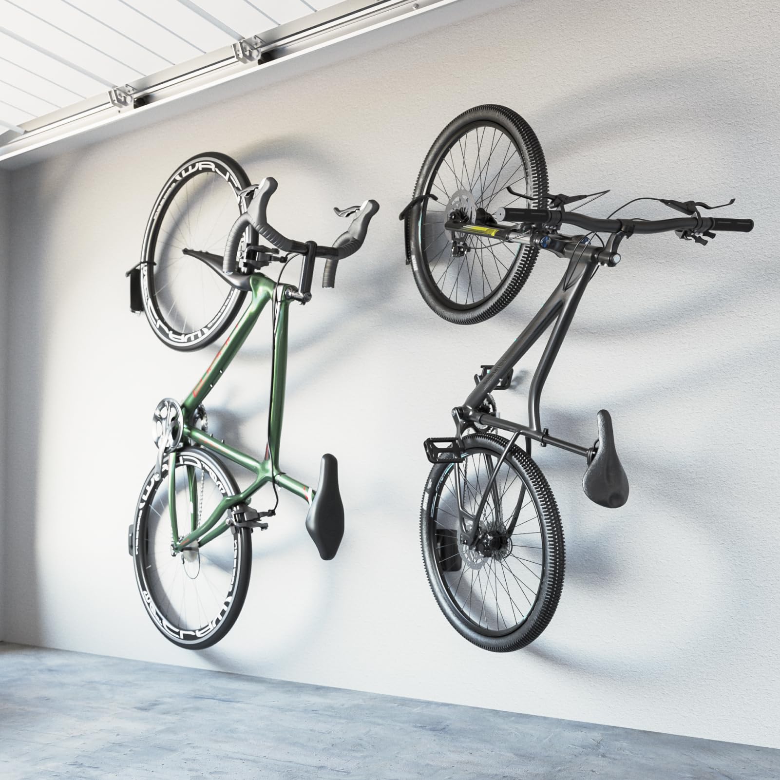 monTEK Swivel Bike Wall Mount - Heavy Duty Vertical Bike Rack for Garage Storage (Holds 66lbs, 4 Pack) - Space Saving Solution for Bikes, Scooters & Sports Equipment - Perfect for Small Apartments, Garages & Indoor Cycling Spaces