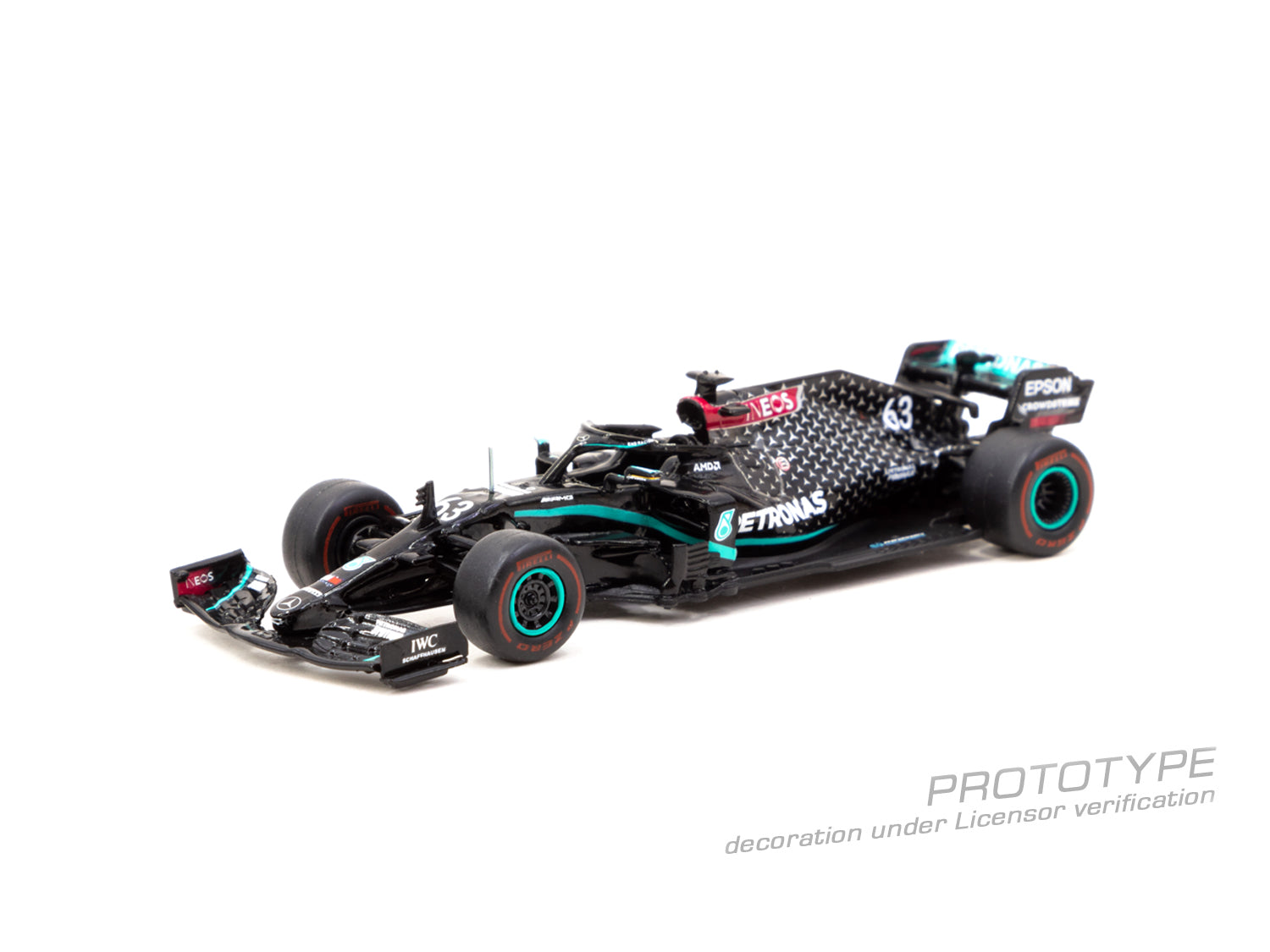 Tarmac Works 1:64 Scale Mercedes AMG F1 W11 EQ Performance Diecast Model Car - 2020 Sakhir Grand Prix Edition with George Russell Driver - Collectible Racing Toy for Display & Gifts