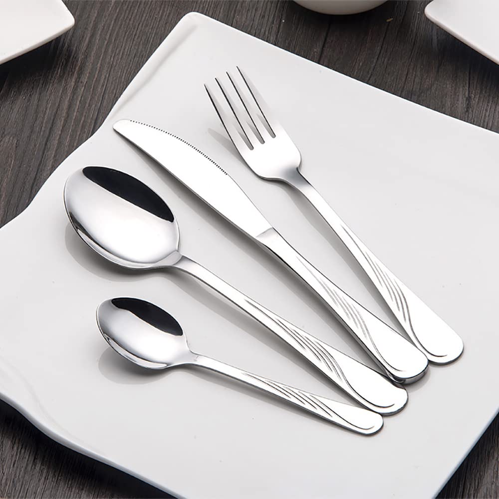 60-Piece Stainless Steel Flatware Set for 12 - Modern Silverware Cutlery Set with Knives, Spoons & Forks - Food Grade Tableware for Home, Kitchen, Restaurant & Hotel - Perfect for Daily Dining, Entertaining & Catering Events