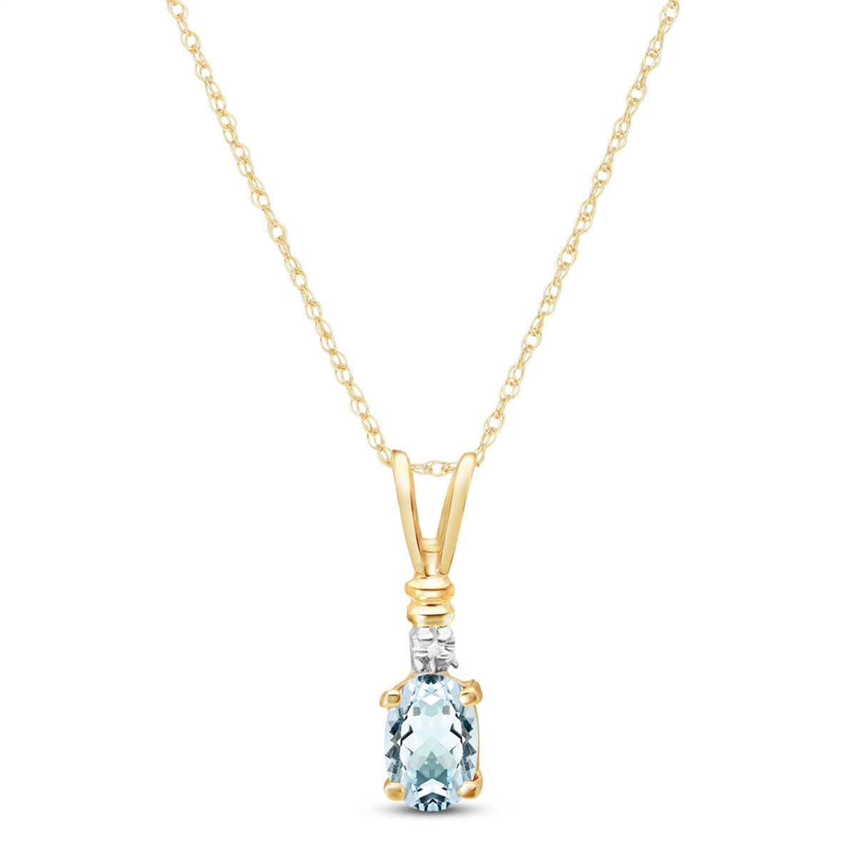 0.46 Carat 14K Solid Yellow Gold Aquamarine Pendant Necklace - Elegant Birthstone Jewelry for Women, Perfect Gift for Anniversary, Valentine's Day & Special Occasions