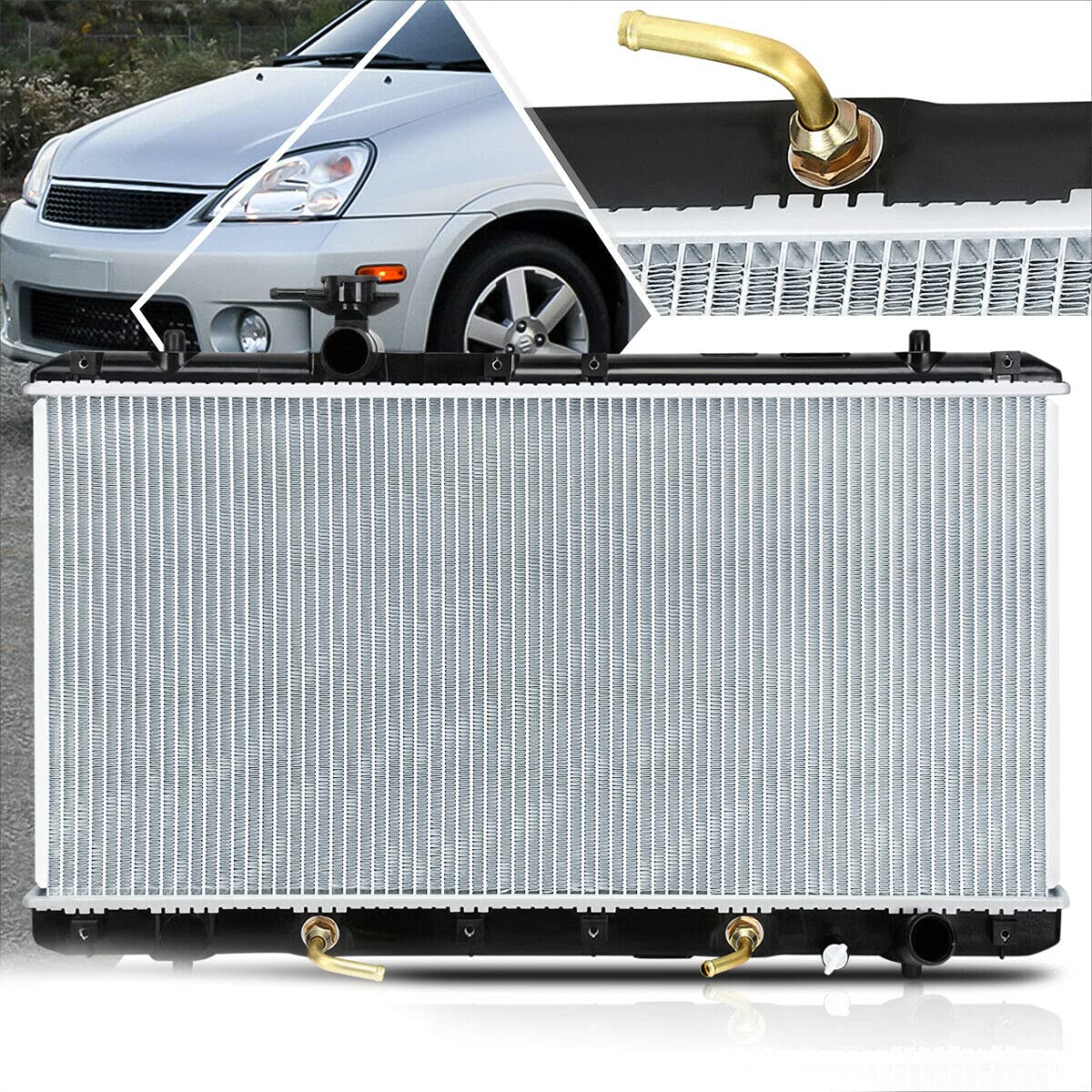 High-Performance Aluminum OE Style Cooling Radiator for 2002-2007 Suzuki Aerio Sedan & 2002-2006 Aerio Wagon 2.0L/2.3L AT - DPI-2451 - Perfect for Engine Overheating Prevention & Long-Distance Driving
