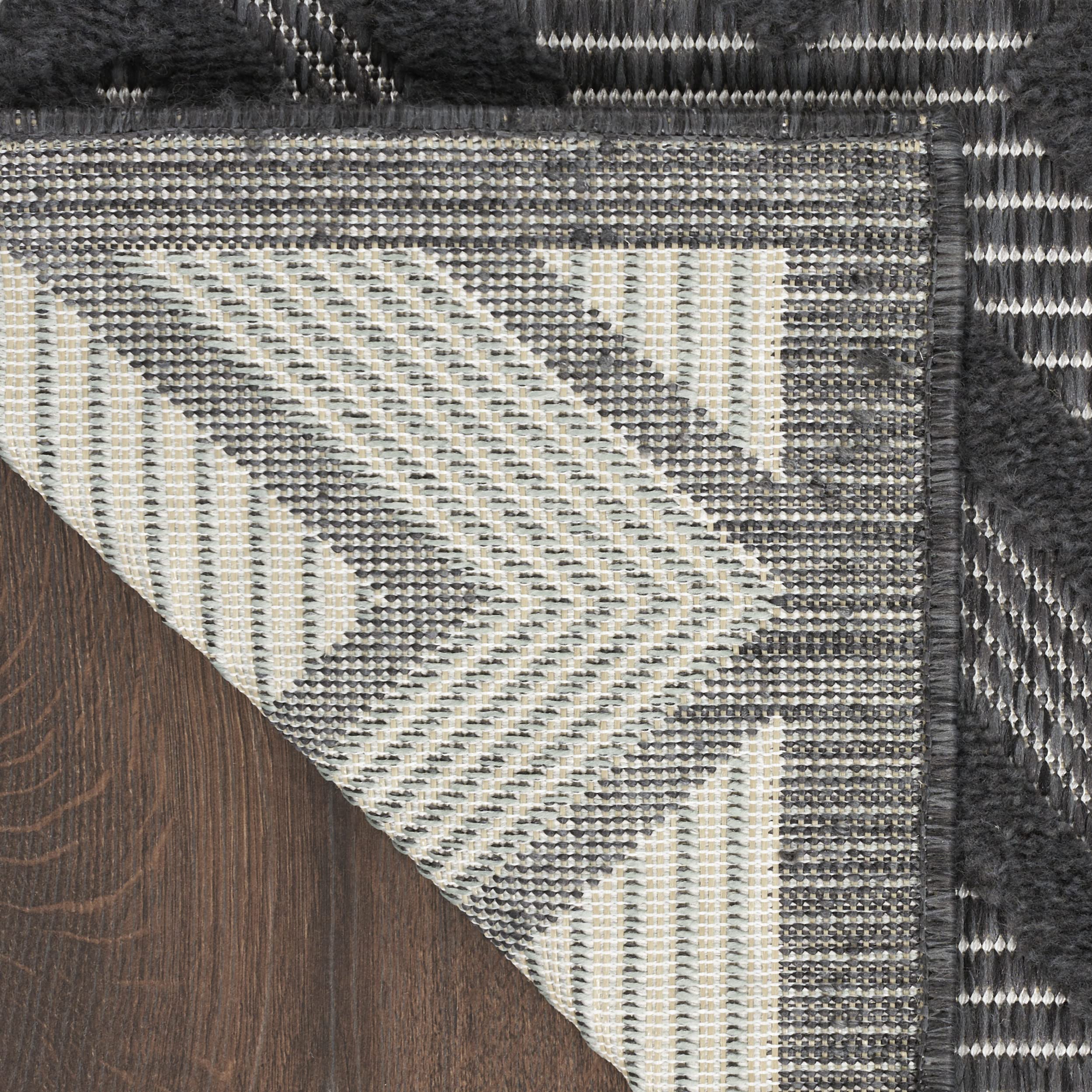 Nourison 7' x 10' Indoor/Outdoor Area Rug - Charcoal/Black, Non-Shedding & Easy to Clean - Perfect for Living Room, Bedroom, Dining Room, Deck, Patio & High Traffic Areas (7x10) - Durable & Stylish Home Decor for Year-Round Use