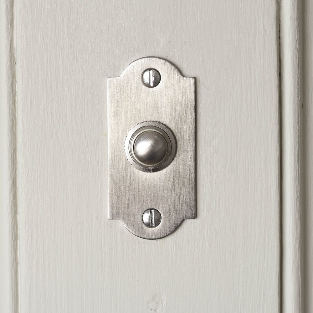 Satin Nickel Arched Bell Push - Elegant Vintage Doorbell Button for Home & Office Entryways | Perfect for Victorian, Classic, and Traditional Style Houses