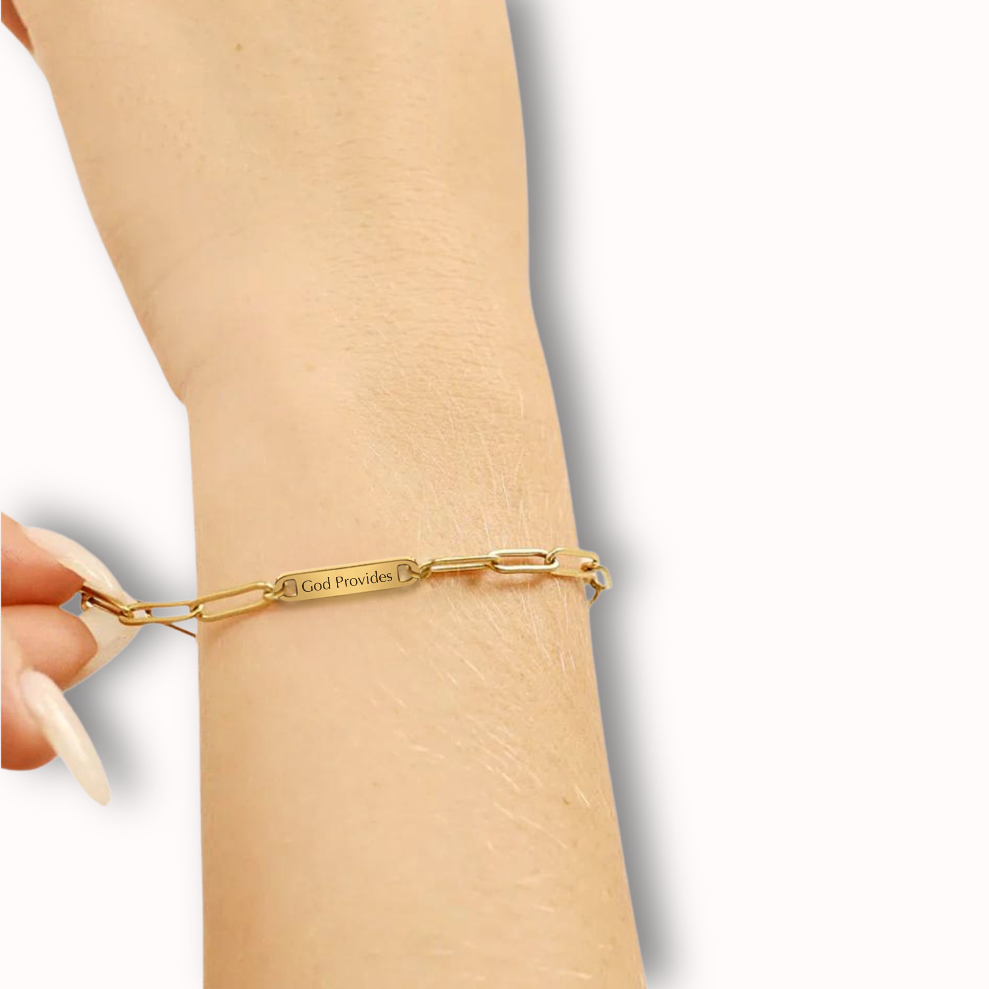 God Provides Trust His Timing Engraved Paperclip Bracelet - Gold & Silver Adjustable Inspirational Jewelry for Women - Perfect for Daily Wear, Gifts & Faith-Based Occasions