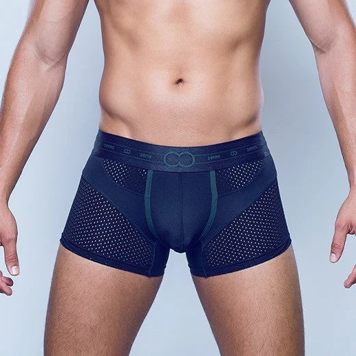 2eros Pegasus Mesh Boxer Briefs for Men - Black/Green - Breathable & Comfortable Underwear for Workout, Sports & Everyday Wear