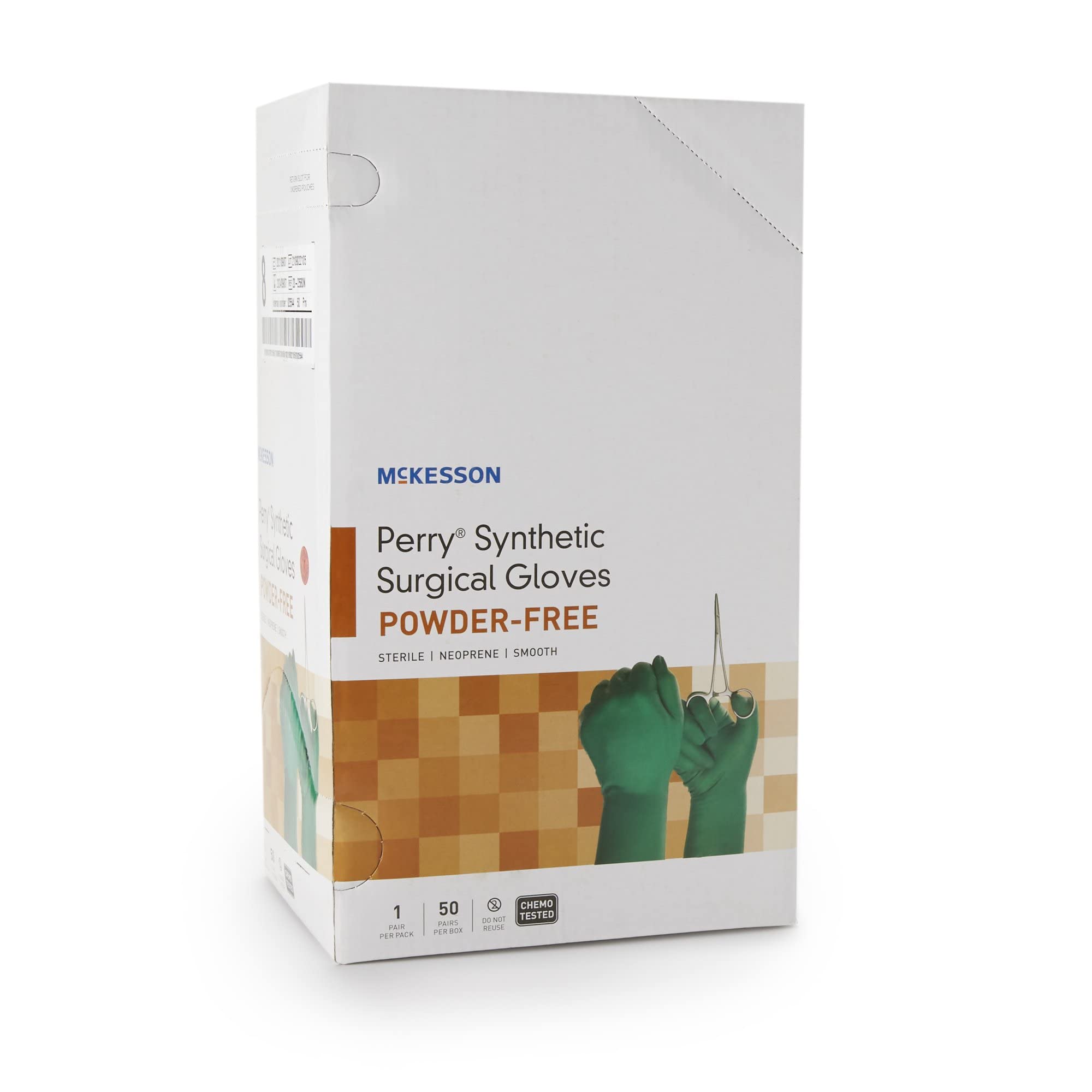 McKesson Perry Synthetic Surgical Gloves [50 Pairs] - Sterile, Powder-Free Neoprene Gloves for Medical & Healthcare Professionals | Chemo Tested, Size 8.0, Green | Ideal for Surgery, Dental Work & Laboratory Use