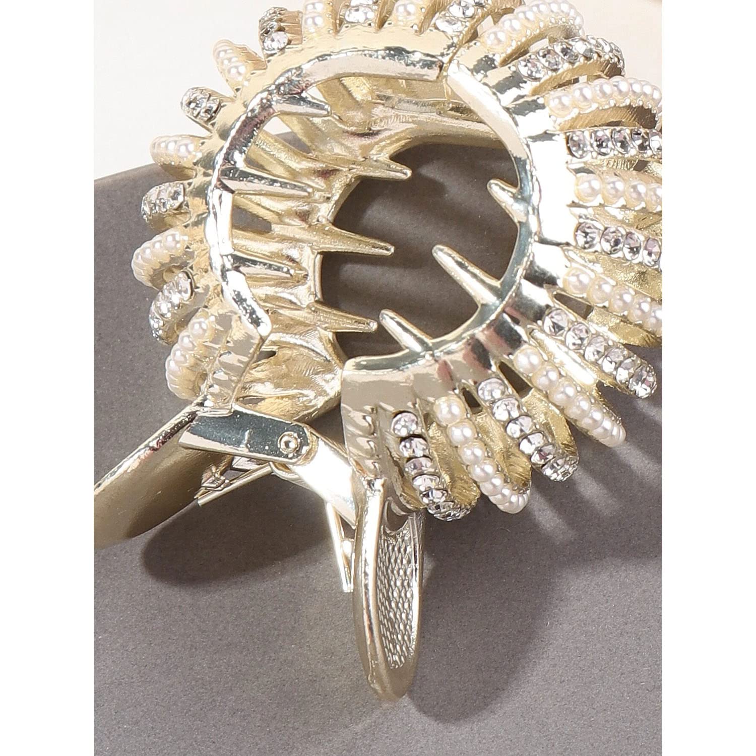Ashkash 1Pc Women's Acrylic Ponytail Hair Claw Clip - Rhinestone Decor Metal Hair Clips for Women, Strong Hold Hair Accessories for Thin, Thick & Long Hair - Perfect for Work, Party & Everyday Hairstyles