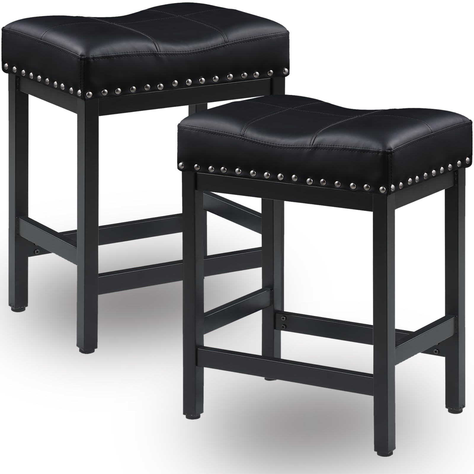 OUllUO Black Bar Stools Set of 2 - 24