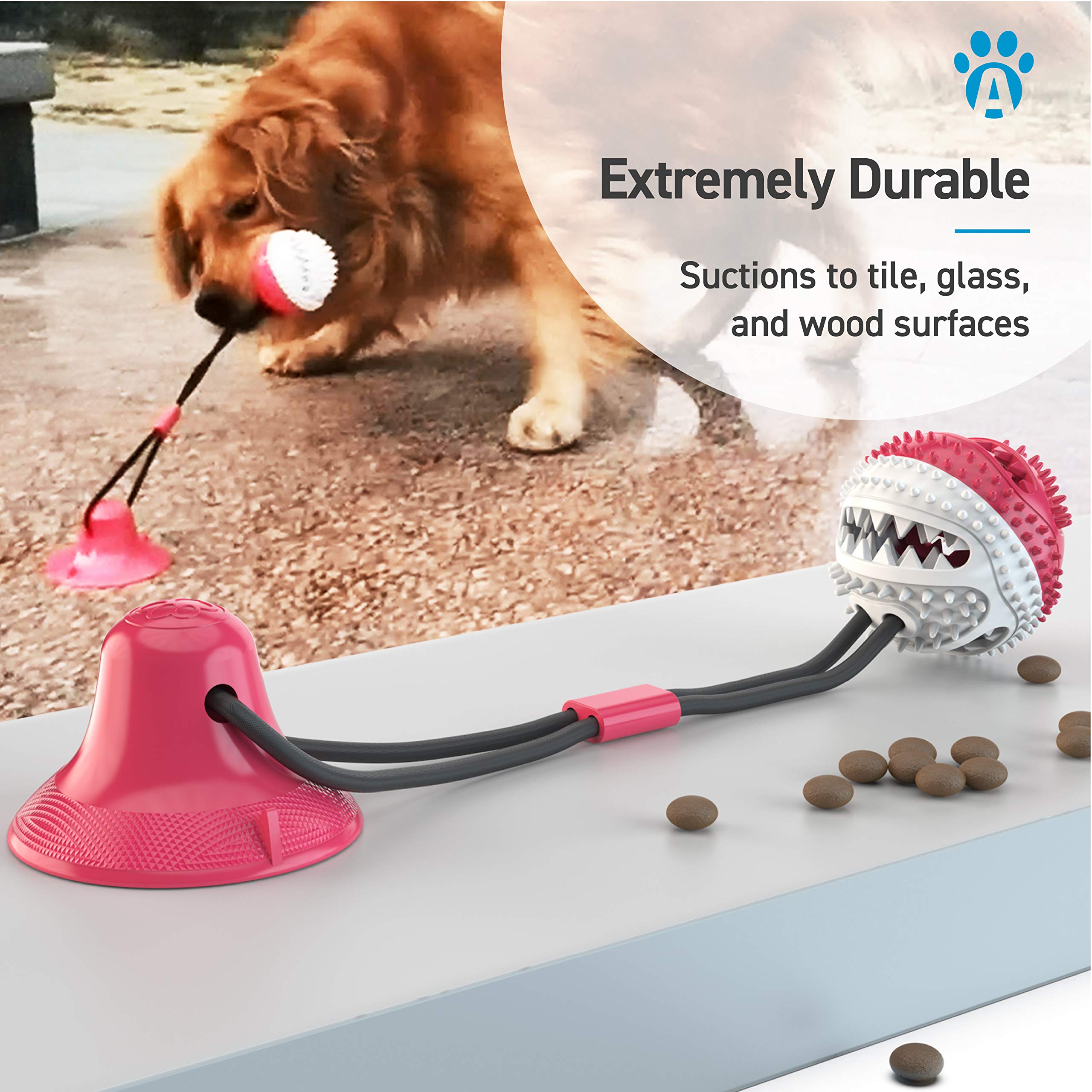 Dog Dental Care Toothbrush Chew Toy with Food Dispenser & Suction Cup - Teeth Cleaning Chew Toy for Puppies & Small Dogs - Interactive Pet Toy for Dental Health & Mental Stimulation at Home or Travel