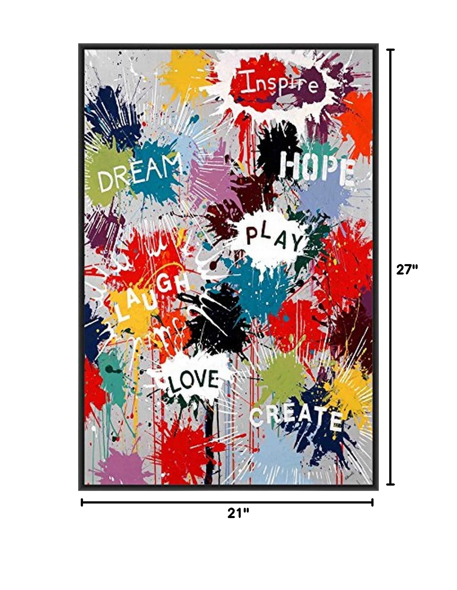 POPFINSPIRATION Canvas Wall Art - Black Modern Abstract Painting for Living Room, Bedroom & Office Decor