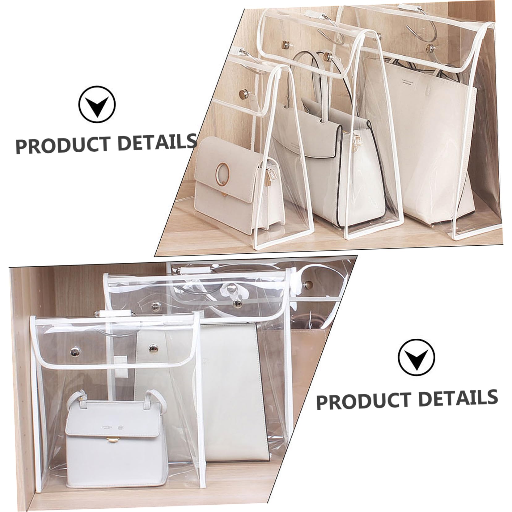 DOITOOL Clear Handbag Organizer & Purse Storage Bag - Hanging Wardrobe Hook Holder, Tote Protector & Clothing Storage Organizer for Travel, Home & Office Organization