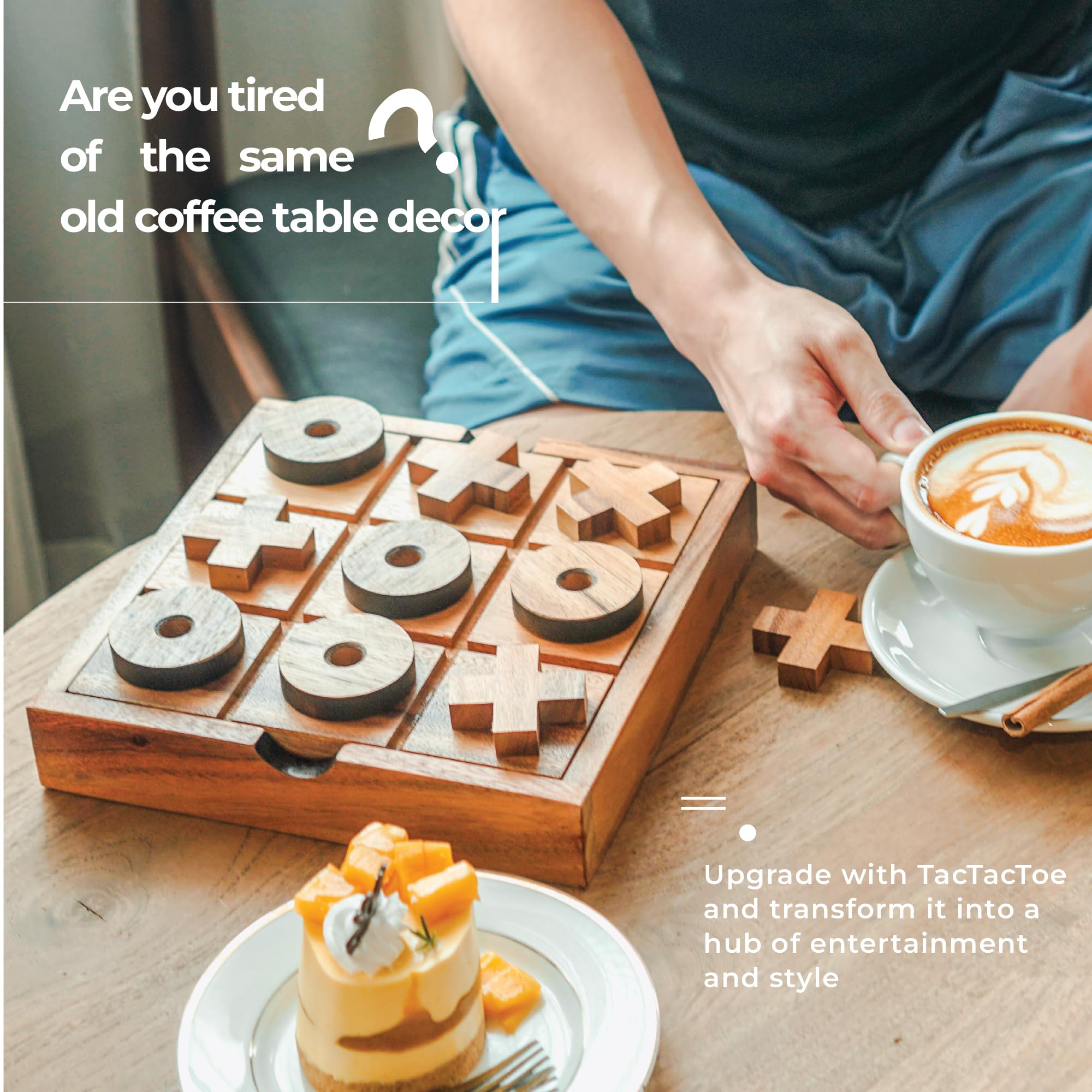 BSIRI Extra Large Tic Tac Toe Board Game Set - 8.6 Inch Wooden Strategy Game for Kids, Family Game Night & Adults | Farmhouse Coffee Table Decor | Unique Gift for Birthday, Christmas & Housewarming | Perfect for Indoor Play, Parties & Home Decoration