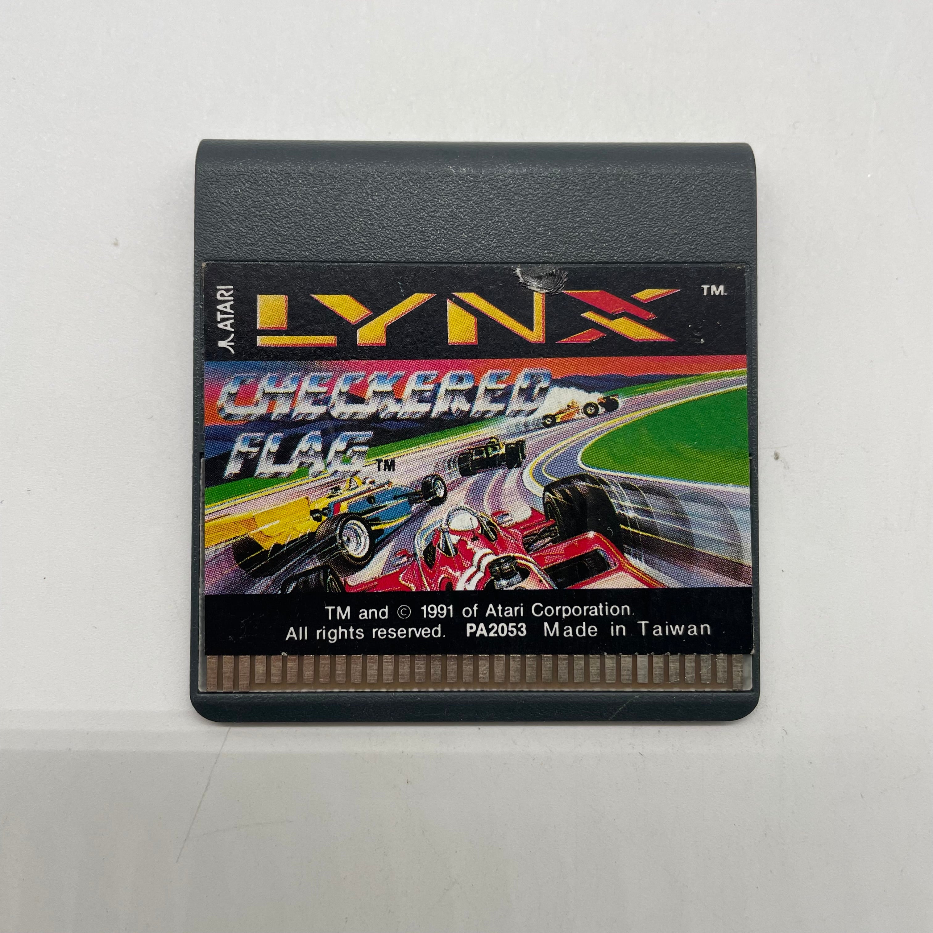 Checkered Flag Atari Lynx Game Cartridge - PAL Version - Classic Retro Gaming for Collectors & Enthusiasts - Perfect for Atari Lynx Console Gaming Sessions