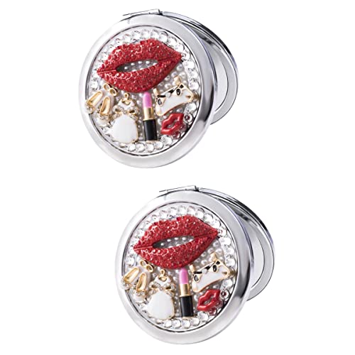 FOMIYES 2 Pack Portable Compact Makeup Mirror - Double Sided Magnifying & Normal Mirror, Small Folding Pocket Mirror for Women, Travel, Purse & Handbag | Perfect for Home, Office & On-The-Go Touch Ups