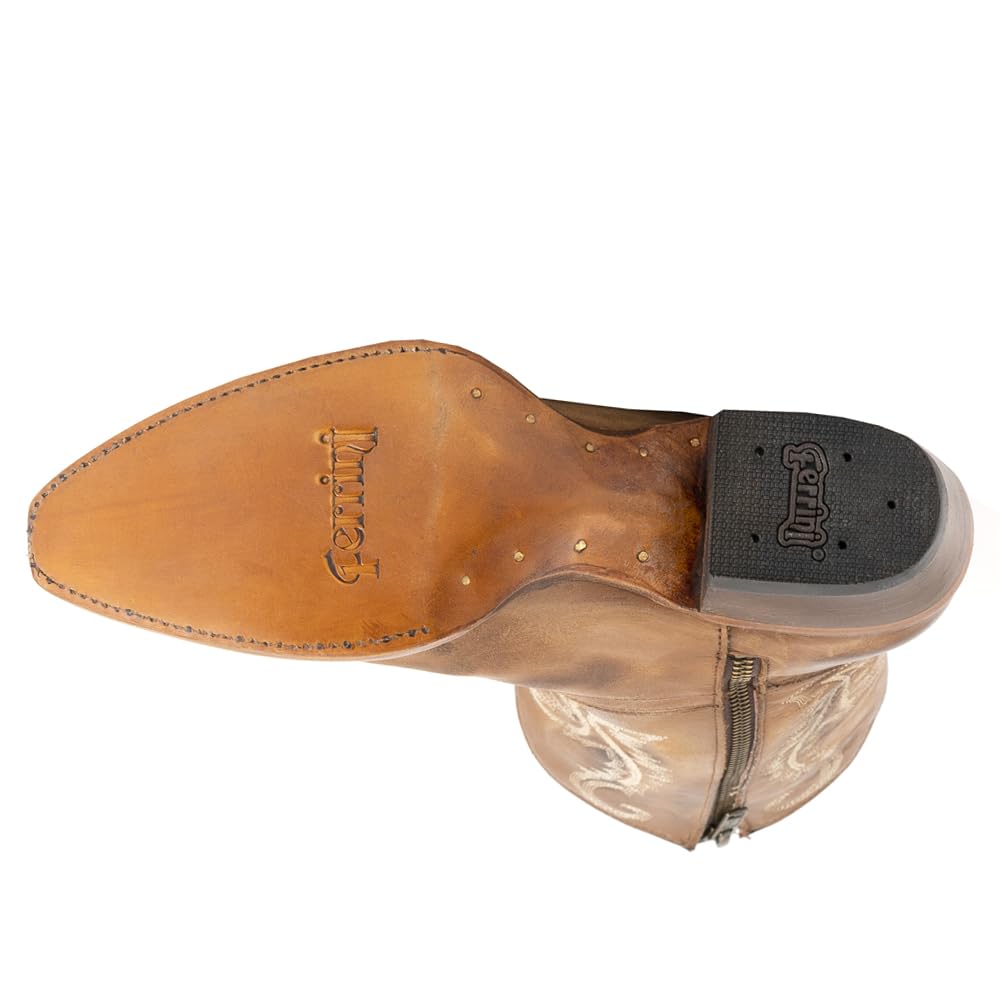 Italia Men's Santa Fe Square Toe Casual Boots - Mid Calf Western Cowboy Boots for Men, Brown Leather Comfortable Work Boots | Perfect for Riding, Outdoor Activities & Country Style Fashion