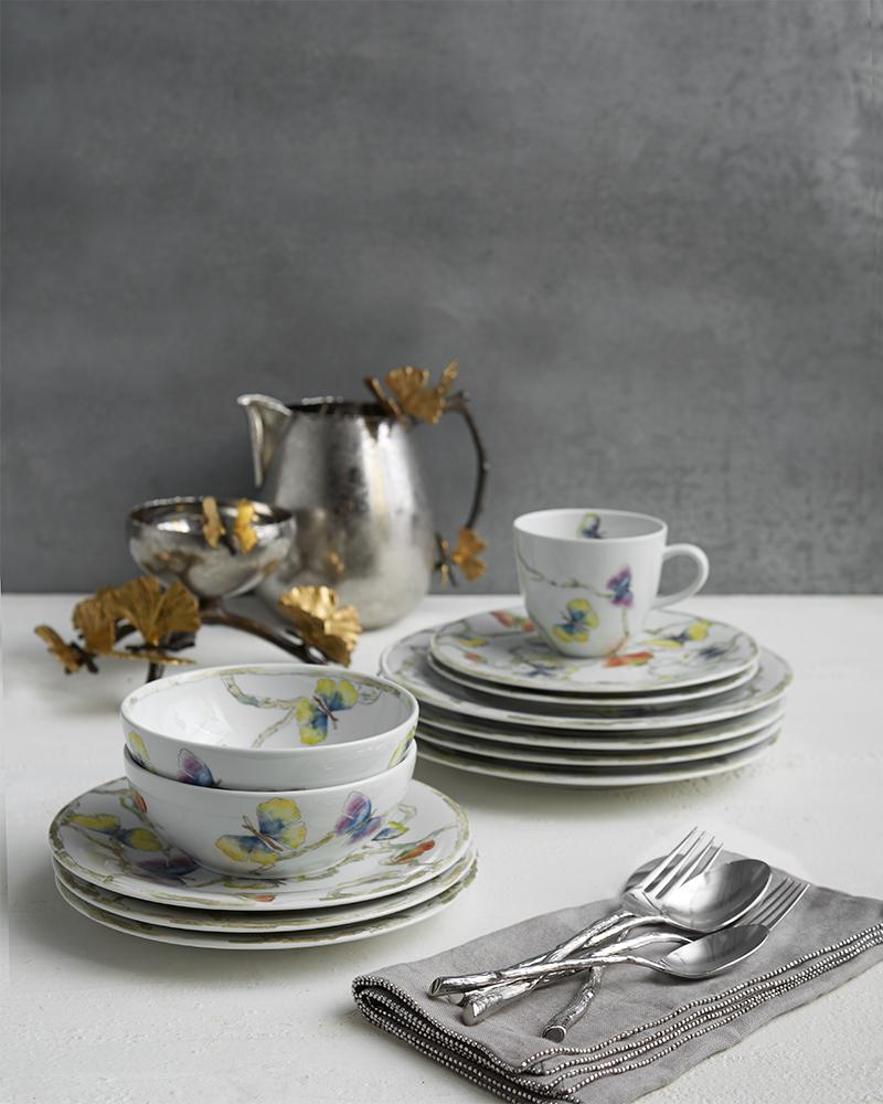 Butterfly Ginkgo Pattern Ceramic Dinnerware Set - Elegant Plates, Bowls & Mugs for Home Dining, Party Serving & Gift Giving