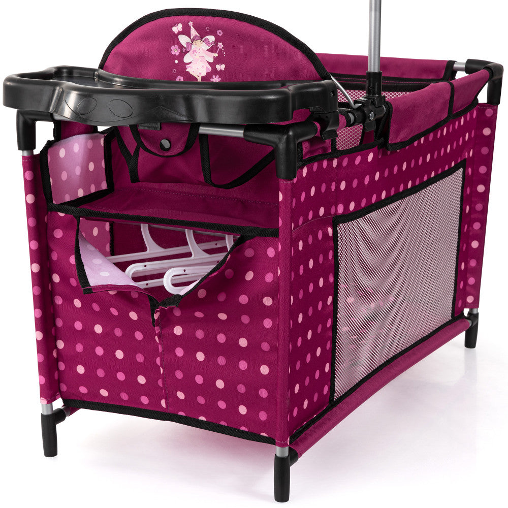 Bayer Design Dolls Playpen - Hot Pink with Dots & Fairy Theme for 18