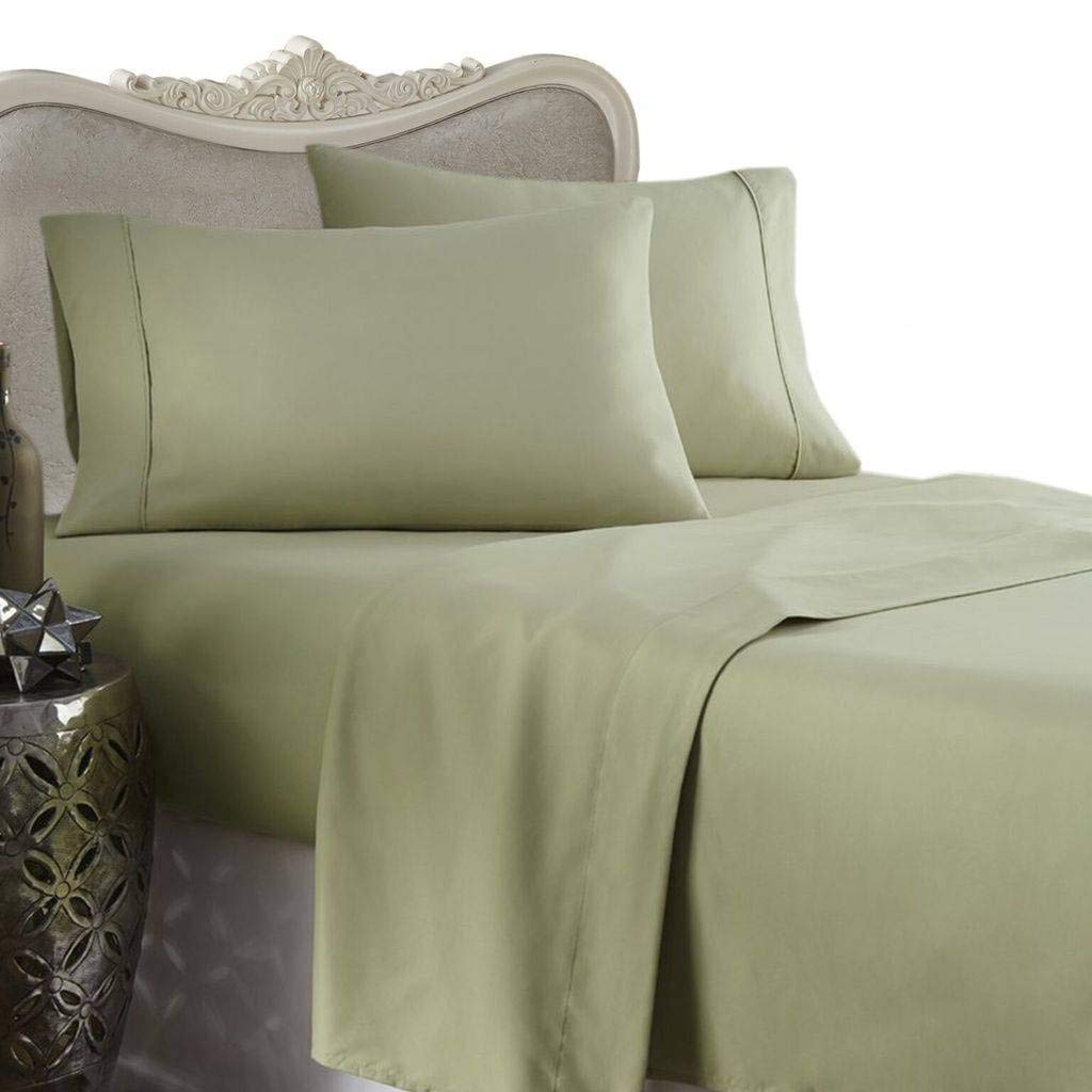 7-Piece Italian 800 Thread Count Egyptian Cotton Bedding Set - California King Size, Sage Solid Color, Includes Sheet Set & Duvet Cover | Luxury Hotel-Style Bedroom Upgrade for Master Bedroom & Guest Room