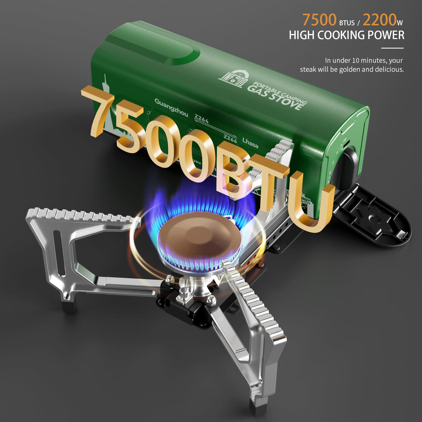 Portable Butane Camping Stove with Carrying Bag - Compact Folding Gas Stove for Outdoor Cooking, Backpacking, Hiking, RV Trips & Picnics | Perfect for Camping, Emergency Preparedness & Home Use (Green)