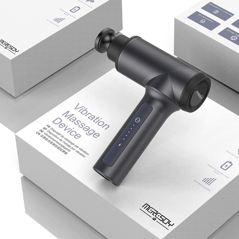**Meresoy K1 Mini S 3400mAh Cordless Percussion Massage Gun – Deep Tissue Muscle & Fascia Massager with 5 Speeds & 6 Heads for Pain Relief, Soreness Recovery – Perfect for Athletes, Gym, Home & Office Use (Black-Standard)**