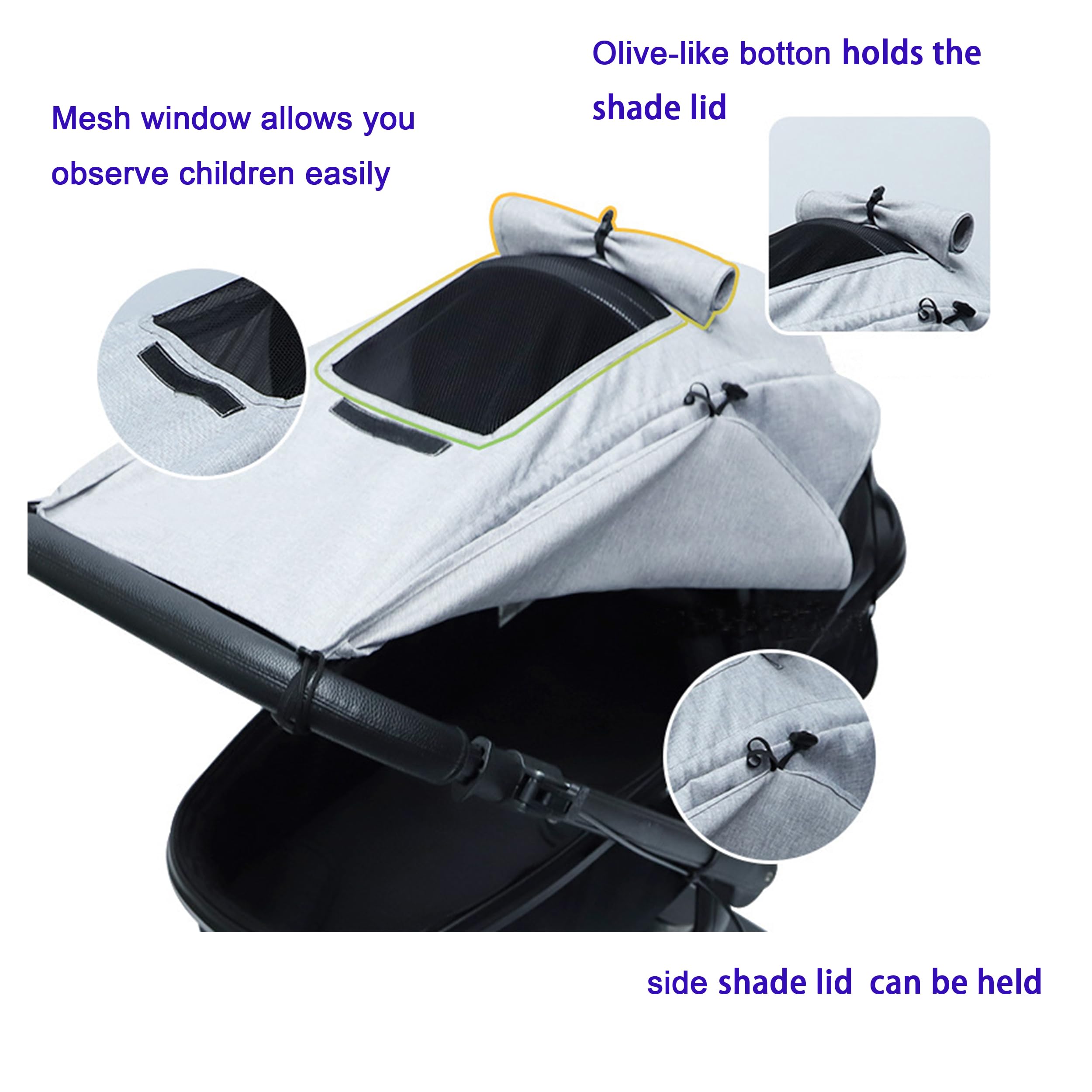 Universal Baby Stroller Sun Shade Cover - Blackout UV Protection for 0-6 Months Infants, Windproof Sun Visor for Bassinet & Stroller (Gray) - Perfect for Outdoor Walks, Park Visits & Beach Trips