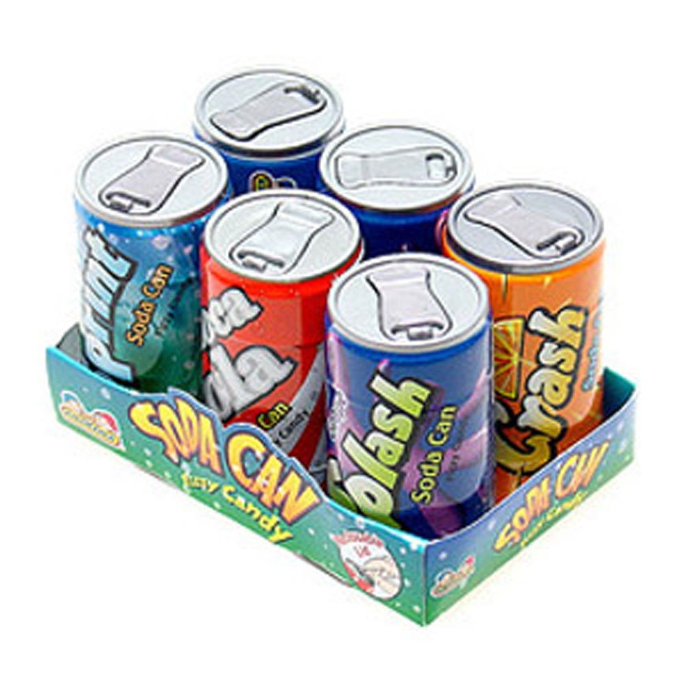 Fizzy Soda Candy - 6 Pack (1 Count) | Tangy & Sweet Bubble Gum Flavors for Kids & Parties