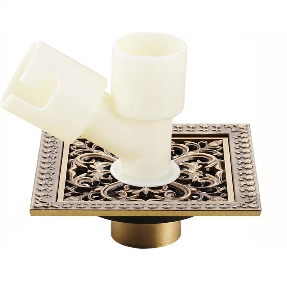 Antique Copper Floor Drain Cover - 3-Way Bathroom Shower Drain with Deodorant for Washing Machine & Sewer - Perfect for Vintage Bathroom, Laundry Room & Shower Drainage