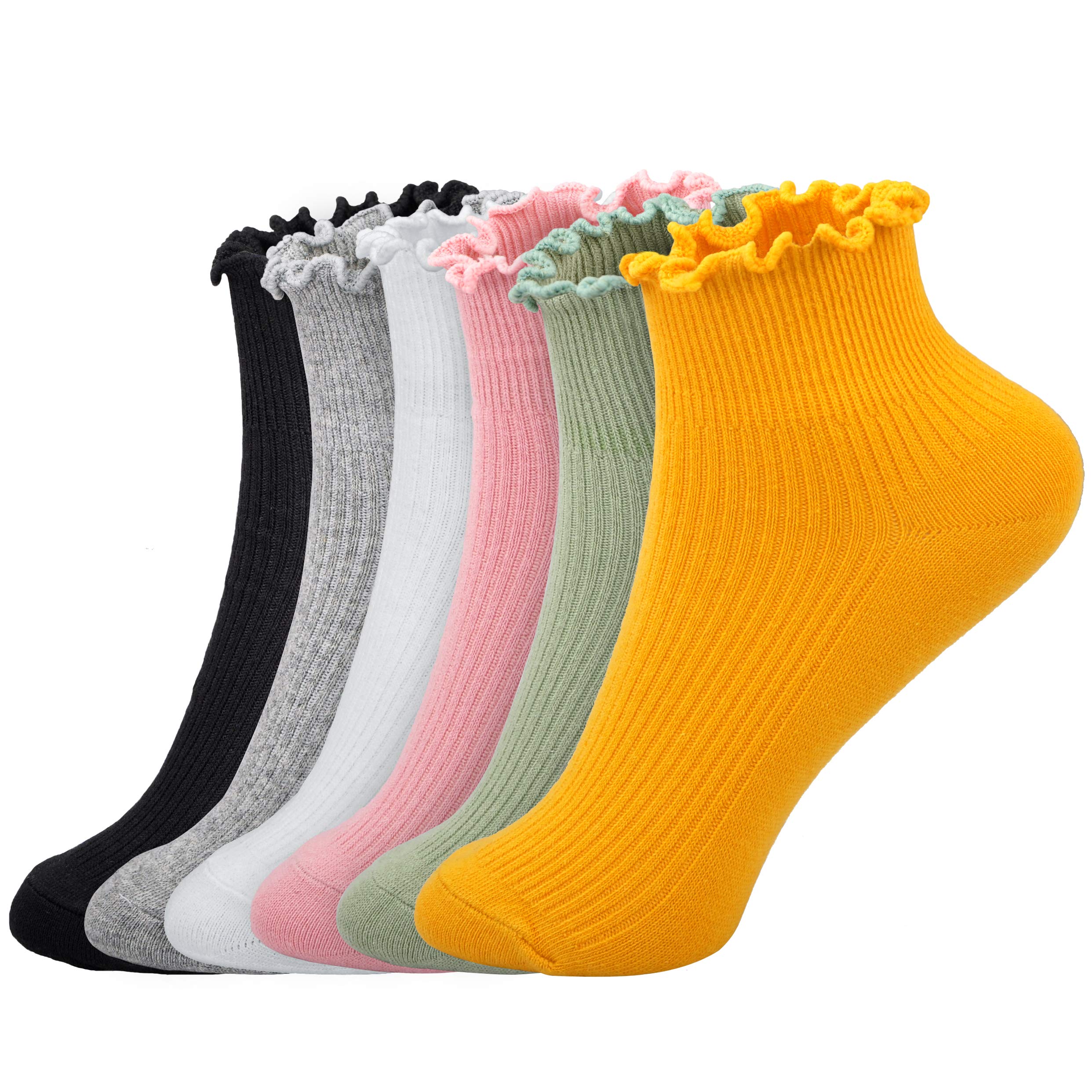 Women's Lace Ruffle Ankle Socks - Soft Cotton Knit Low Cut Casual Socks for Women & Girls - Perfect for Everyday Wear, Workouts, and Fashion Outfits