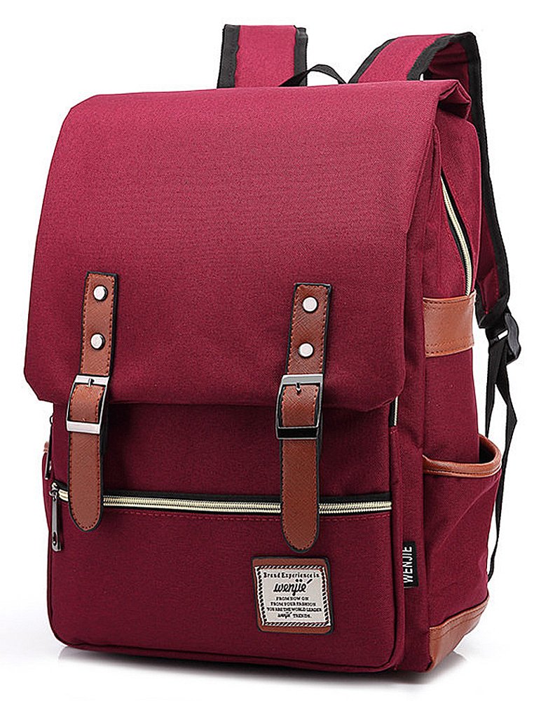 Mn&Sue British Style Waterproof Oxford Laptop Backpack for School, Travel & Outdoor Sports - Durable Shoulder Bag for Men & Women (Wine Red) - Perfect for College, Commuting & Hiking