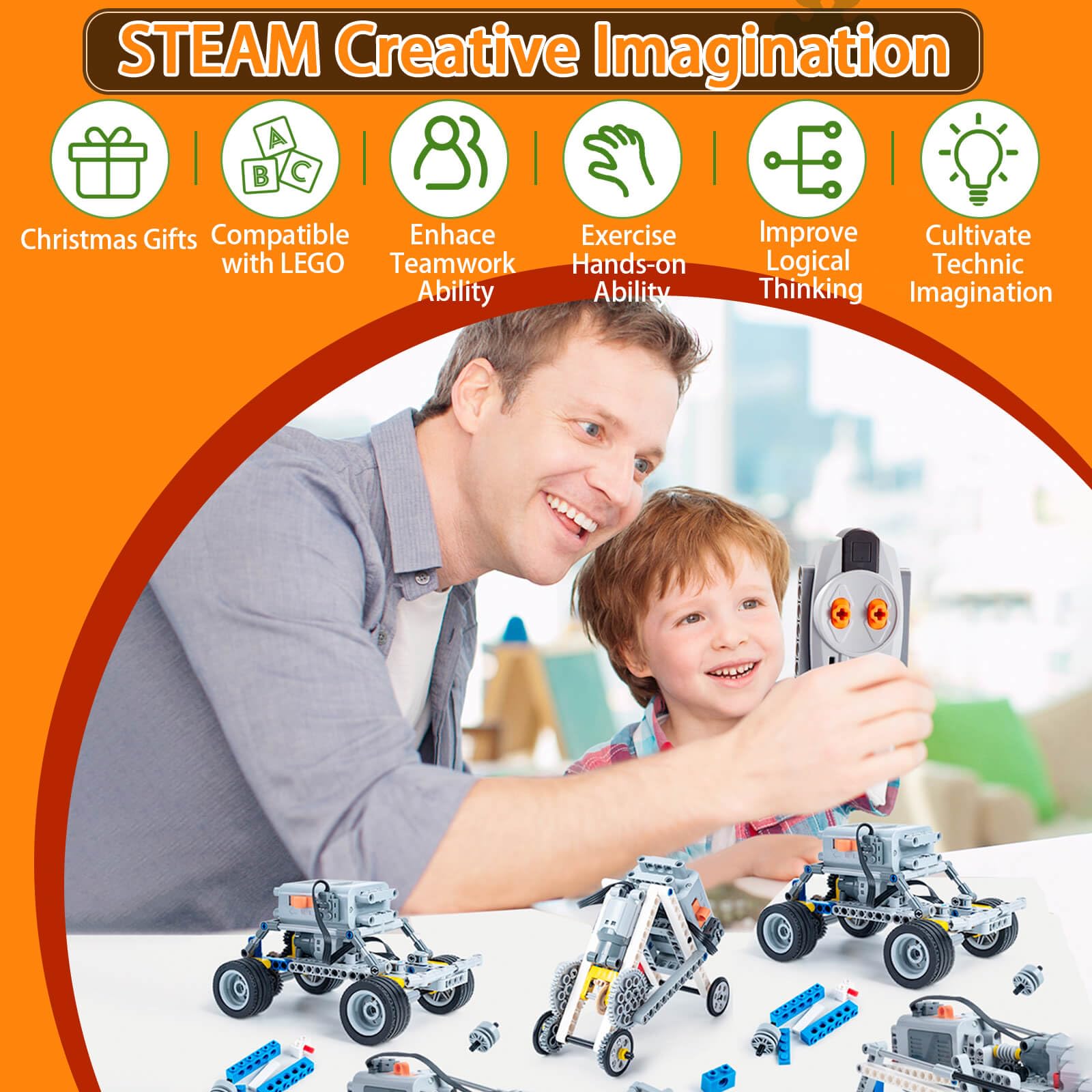 9-in-1 LEGO Technic Motorized Kit with Power Function Battery Box, Remote Control & Electric Motors - Compatible with LEGO Sets for Robotics, Vehicles & Train Building Projects