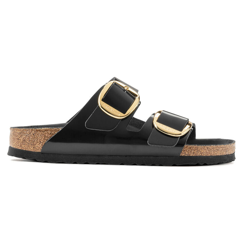Birkenstock Arizona Big Buckle Sandals - Genuine Leather High Shine Black Patent - Comfortable Arch Support for Women & Men - Perfect for Casual Wear, Beach & Summer Outfits