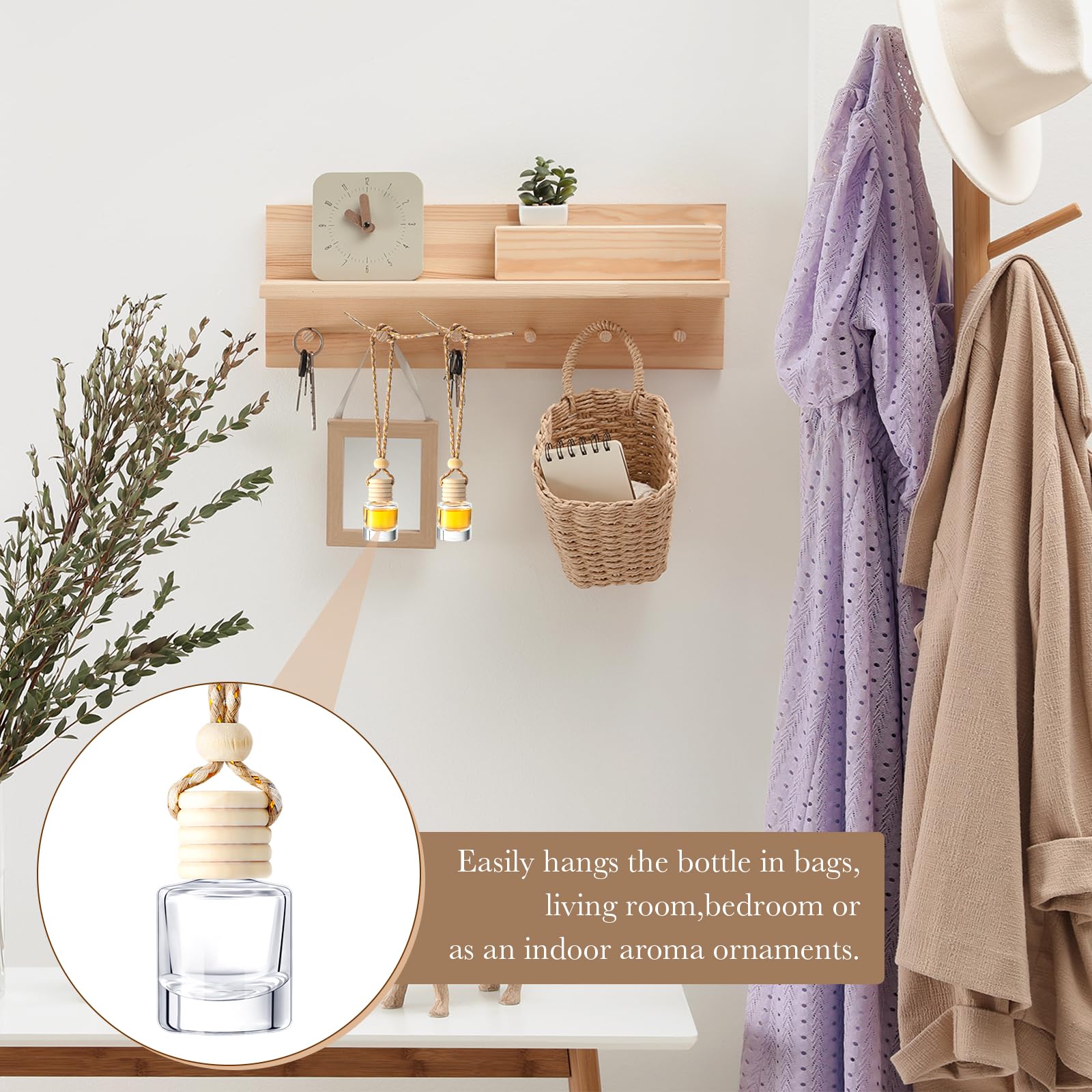 Domensi 350-Piece Bulk Hanging Car Diffuser Air Freshener Kit - Empty Refillable Glass Perfume Bottles & Aromatherapy Pendants for Auto Interior Decor - Perfect for Cars, Offices, and Home Fragrance