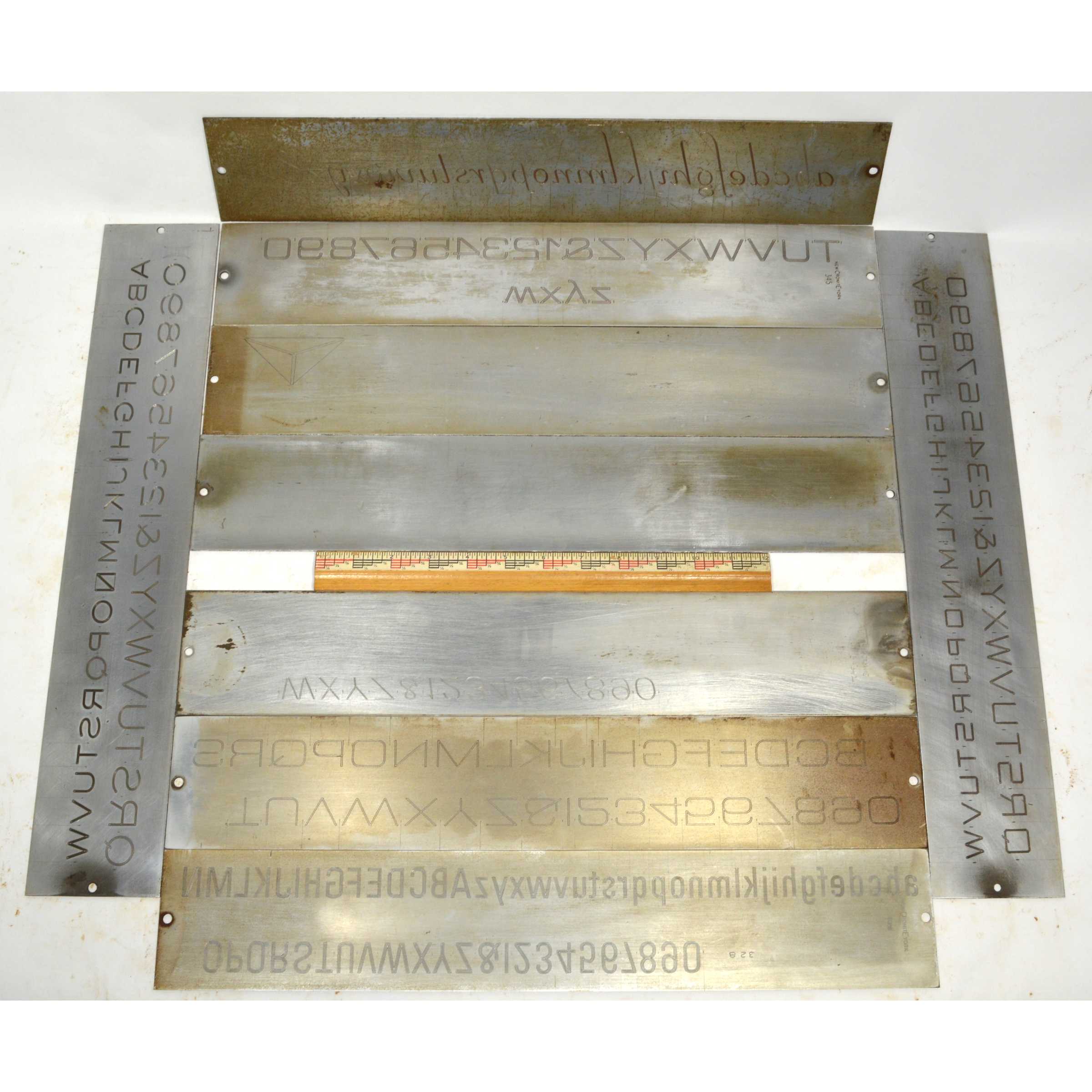 Vintage CRONITE Engraving Font Plates - Set of 9 Antique Metal Lettering Templates for Engravers & Pantograph Machines | Perfect for Jewelry Making, Trophy Engraving, and Metal Crafting