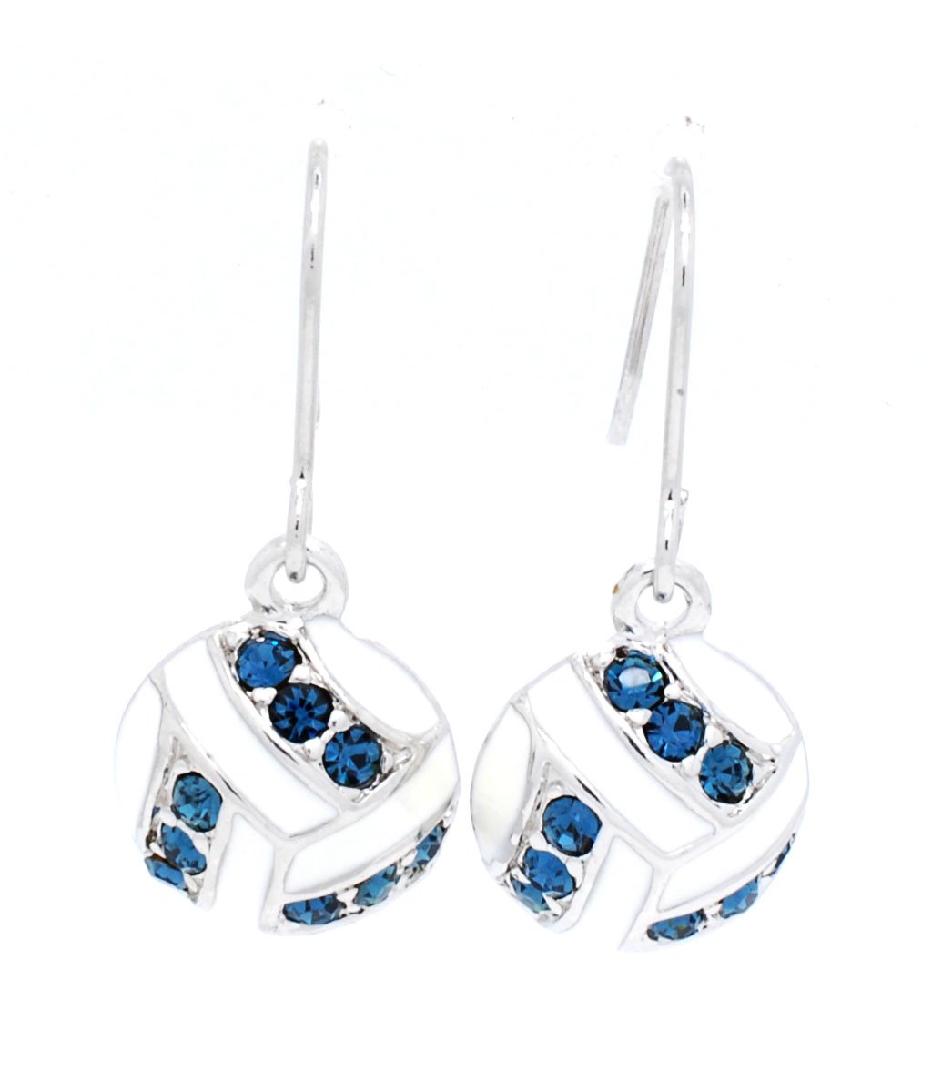 Violet Victoria & Fan Star Volleyball Stud Earrings with Swarovski Crystals & Enamel - Perfect for Volleyball Players, Coaches & Sports Fans - Game Day Jewelry & Team Spirit Accessories