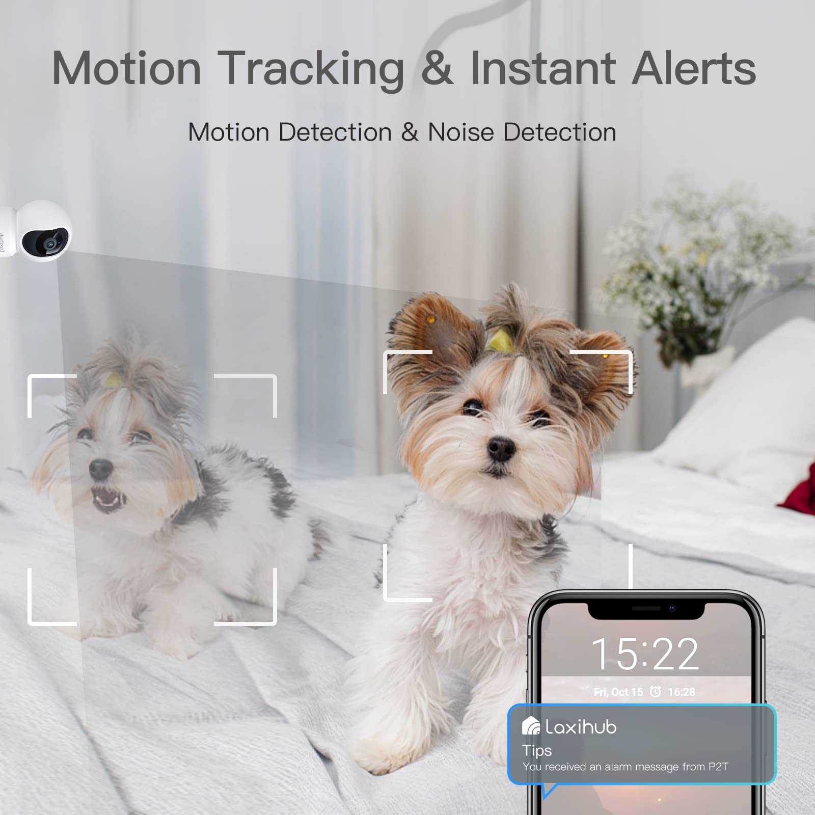 2K 360° View Pet Camera with Phone App - 2 Pack Indoor Security Camera for Baby Monitoring, Motion Tracking, Pan/Tilt, Night Vision & Two-Way Audio - Works with Alexa (2.4G WiFi Only) - Perfect for Home Security, Pet Watching & Baby Care (P2T 2PC)
