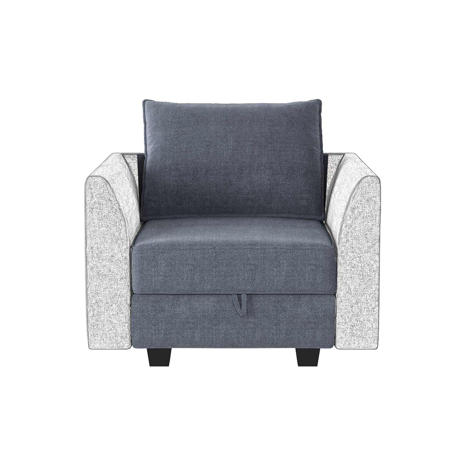 HONBAY Modern Modular Sofa Sectional - Customizable Fabric Middle Module, Armless Chair in Bluish Grey | Perfect for Living Room, Lounge & Home Theater Seating