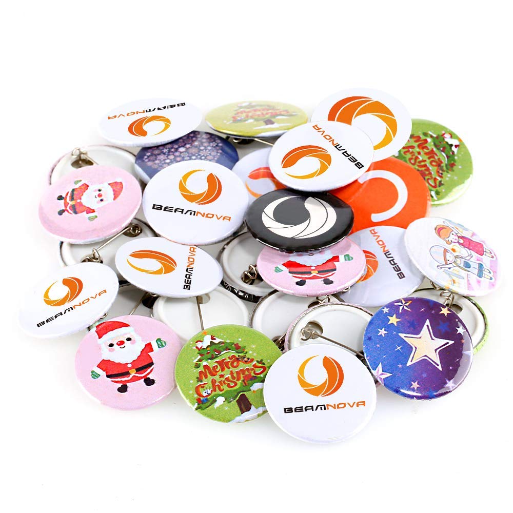 BEAMNOVA 1000 Sets Round Button Parts Kit - 25mm (1 Inch) DIY Pin Maker Supplies with Tinplate Top, Plastic Clip Bottom & Film for Button Maker Machine | Perfect for Crafting, Badge Making, School Projects & DIY Gifts