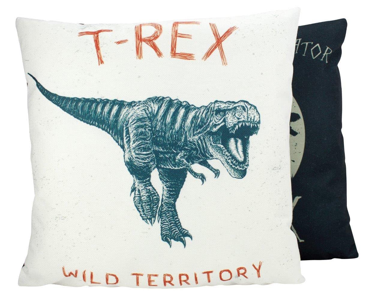 Dinosaur Throw Pillow Cover - Trex & Tyrannosaur Design - Soft Home Decor for Kids Room, Birthday Gift & Couch Decoration - Perfect for Nursery, Living Room & Bedroom Accents