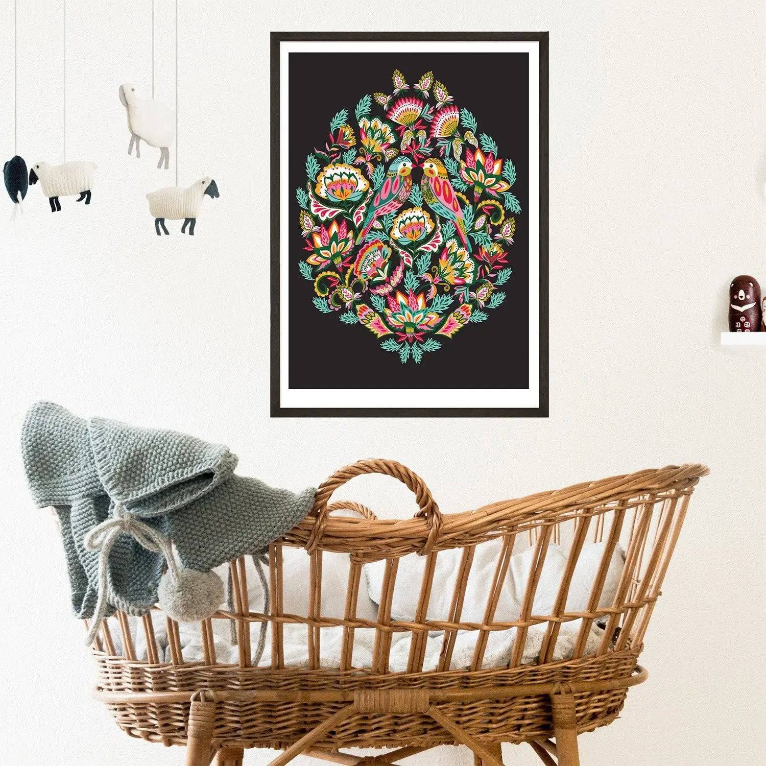Bejeweled Birds Modern Wall Art Print - Vibrant Home Decor for Living Room, Bedroom & Office - Perfect Gift for Bird Lovers