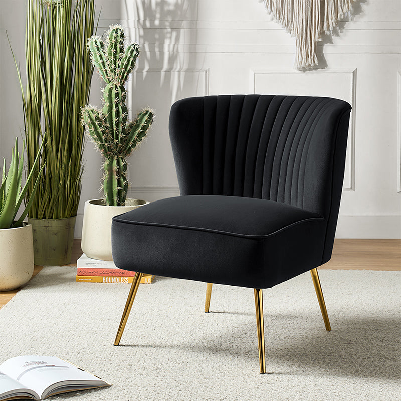 Lola Velvet Side Chair - Modern Upholstered Accent Chair for Living Room, Bedroom & Office - Soft Velvet Fabric with Sturdy Wooden Legs - Perfect for Dining, Lounge & Home Decor
