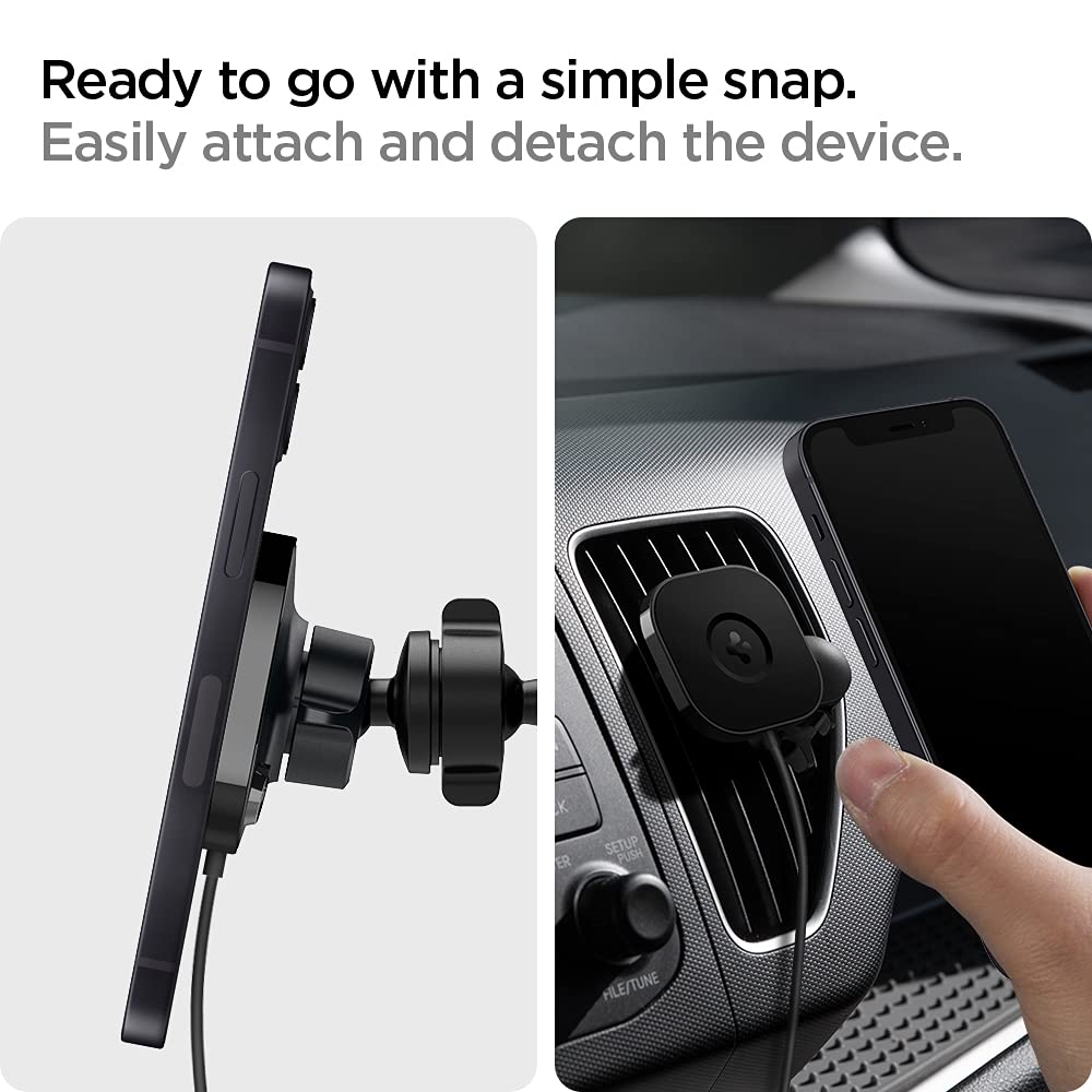 Spigen OneTap Pro Magsafe Wireless Car Charger with SteadiBoost 45W USB C Car Charger - Fast Charging for iPhone 14/13/12, Samsung Galaxy - Perfect for Road Trips & Commuting