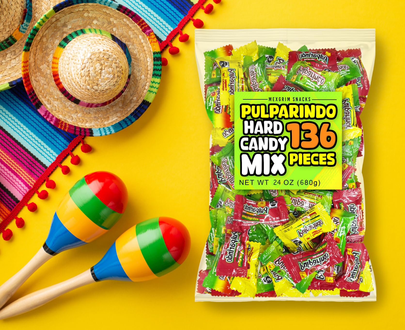 Mexican Hard Candy Variety Pack - 136 Count Bulk Assortment | Pulparindo, Dulces Mexicanos | Individually Wrapped Tamarind, Mango, Watermelon & Spicy Chamoy Flavors | Piñata Party Supplies, Office Snacks & Movie Treats