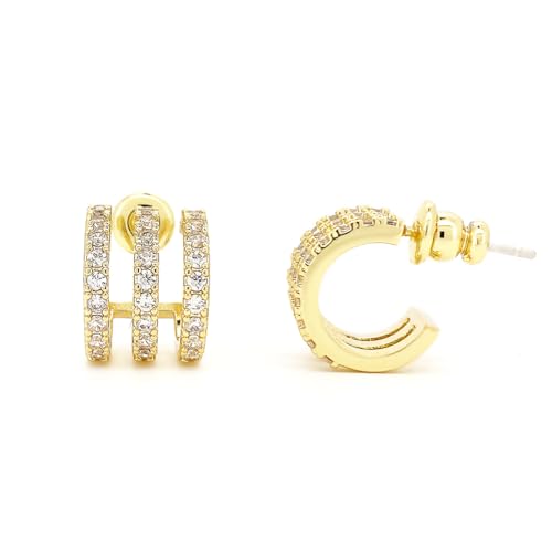 Faux Diamonds Triple Huggie Hoops