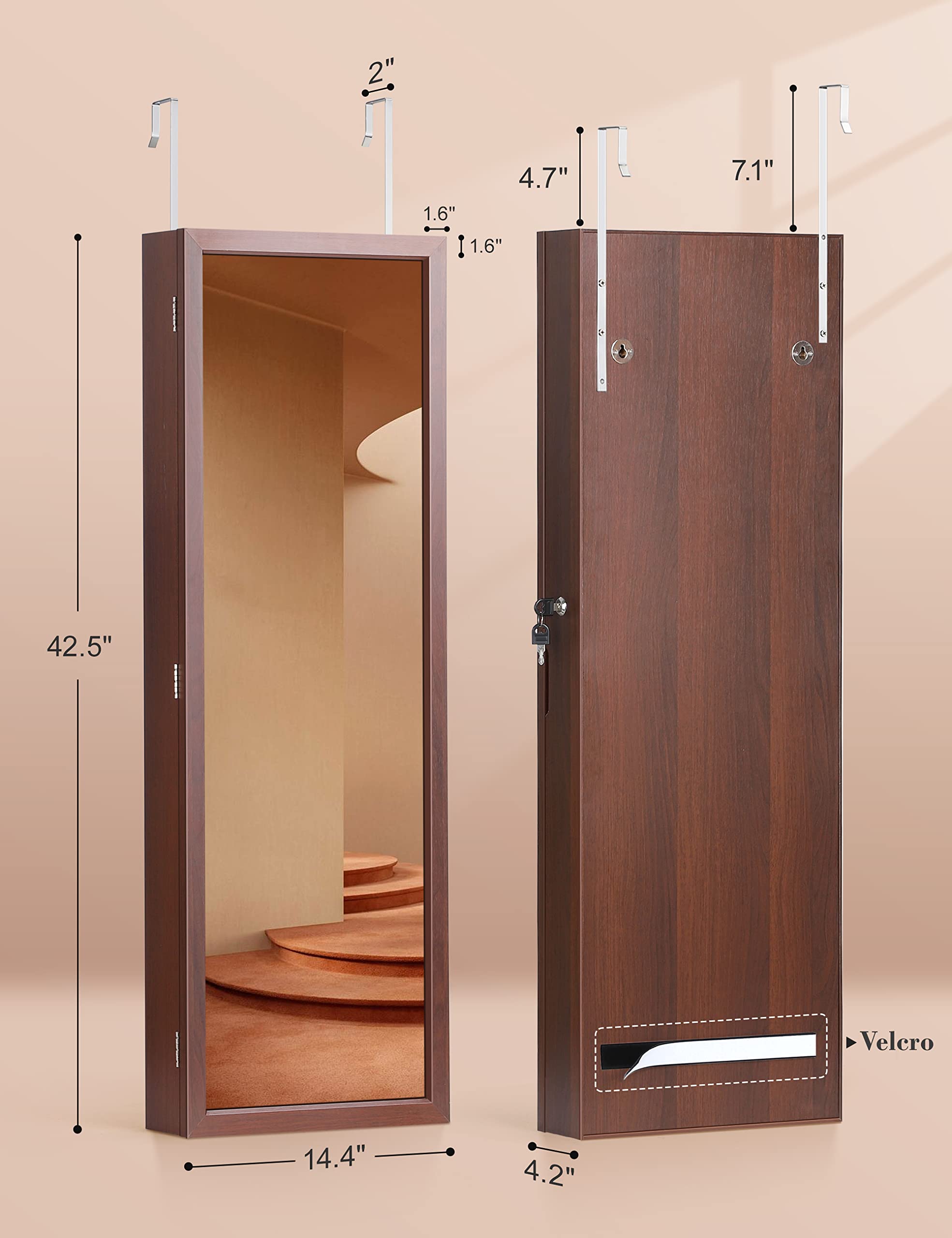 Nicetree 6 LED Vanity Mirror Jewelry Cabinet with Storage - 4.2
